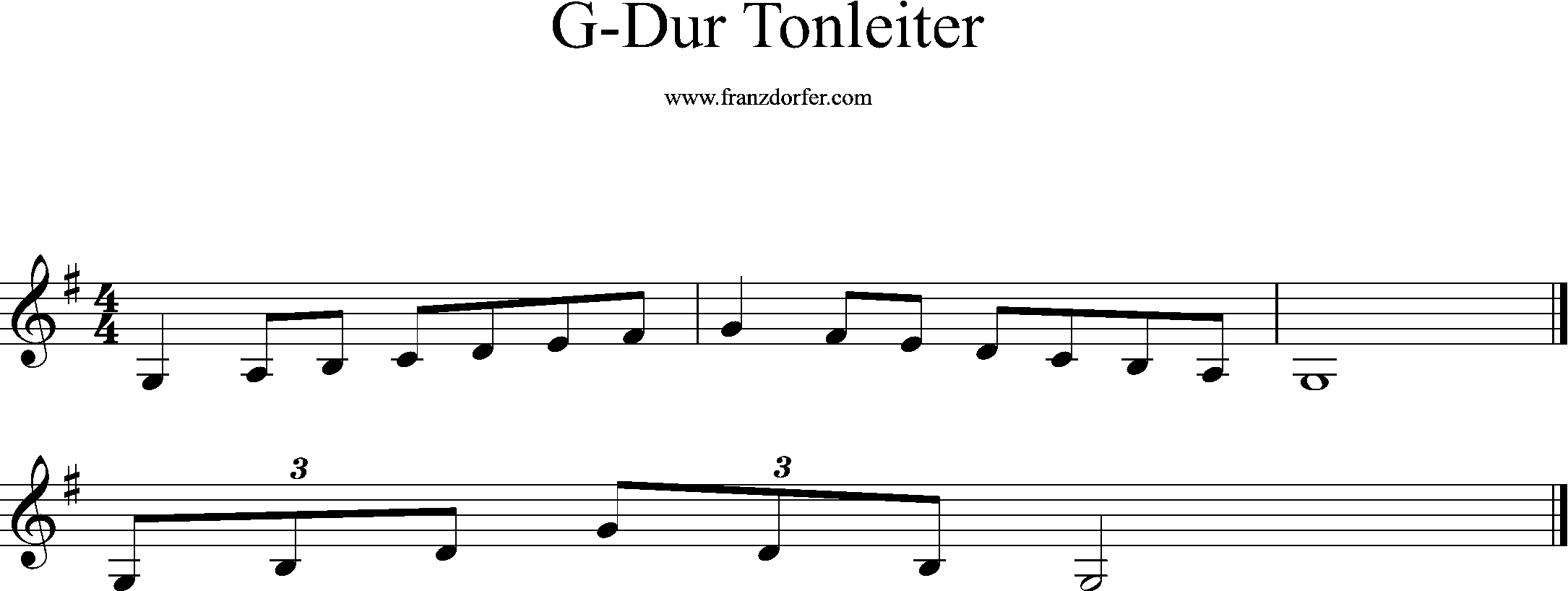 g-dur tonleiter, 1 oktave kleines g